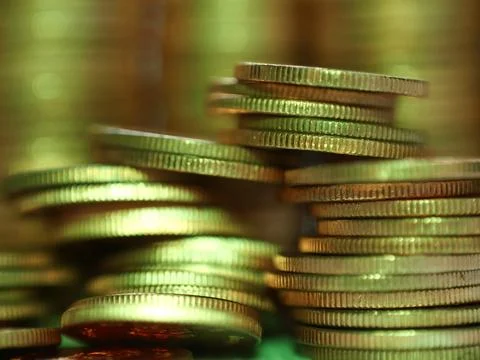 Stack of coins. In the concept of saving money and finance. Stock Photos