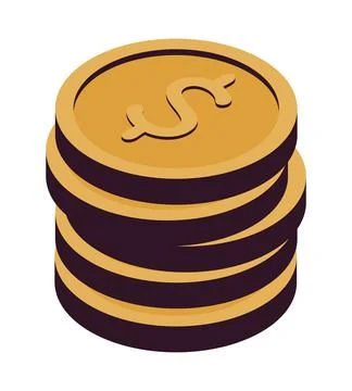 Stack coins dollar Stock Illustration