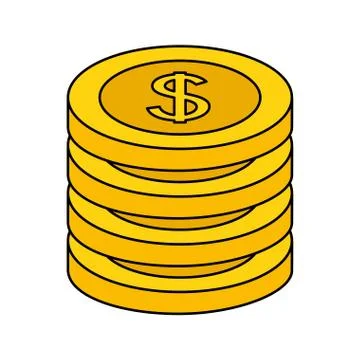 Stack coins dollar money on white background Stock Illustration