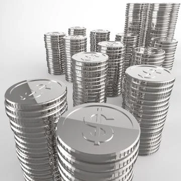 Stack of coins dollar sign 3d Stock Illustration