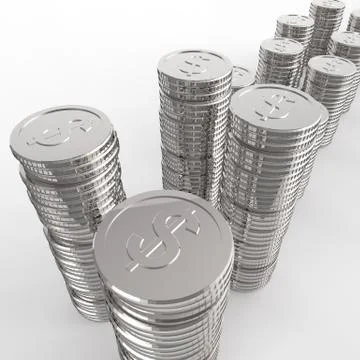 Stack of coins dollar sign 3d Иллюстрация