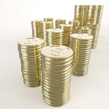 Stack of coins dollar sign 3d on white background イラスト素材