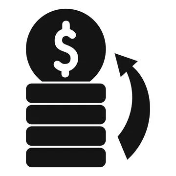 Stack of coins with dollar sign and growing arrow icon 스톡 일러스트