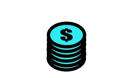 Stack of coins with dollar sign animated on a white background. Stock Footage 260373196