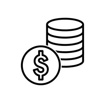 Stack of coins with dollar sign flat icon. Pictogram for web. Line stroke. Is Stock Illustration