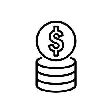 Stack of coins with dollar sign flat icon. Pictogram for web. Line stroke. Is Stock Illustration