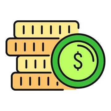 Stack of coins with dollar sign flat icon Illustrazione stock