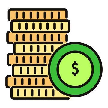 Stack of coins with dollar sign icon illustrating wealth 스톡 일러스트