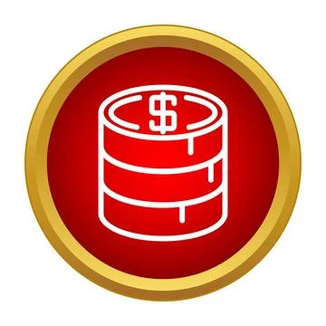 Stack of coins with dollar sign in red circle icon Stock Illustration