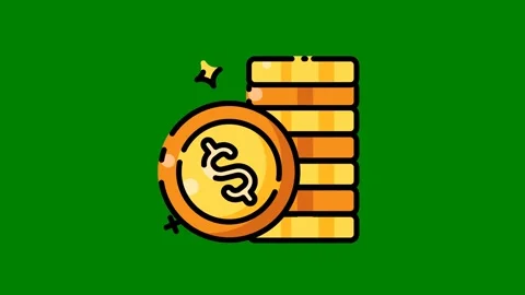Stack coins dollar sign top green background green screen animated chromakey Stock Footage 314063814