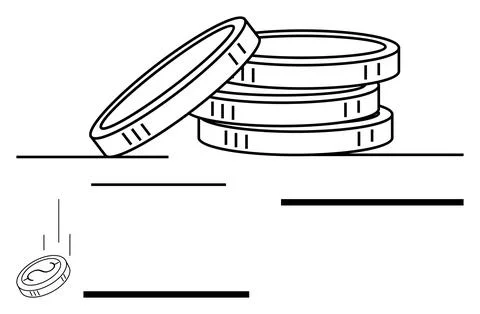 Stack of Coins with Falling Coin Money, Savings, and Financial Concepts Stock Illustration
