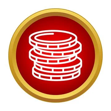 Stack of coins financial savings icon with gold border Stock Illustration
