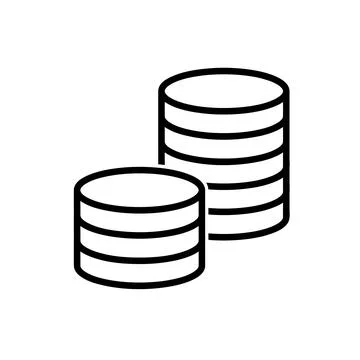 Stack of coins flat icon. Pictogram for web. Line stroke. Isolated on white b Stock Illustration