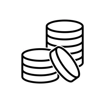 Stack of coins flat icon. Pictogram for web. Line stroke. Isolated on white b Stock Illustration