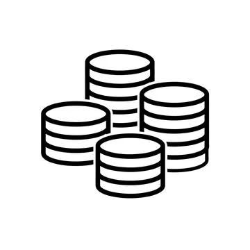 Stack of coins flat icon. Pictogram for web. Line stroke. Isolated on white b Stock Illustration