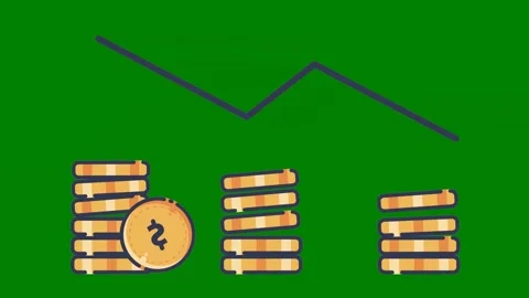 Stack coins green background coin the middle clock top house green screen Stock Footage 314067358