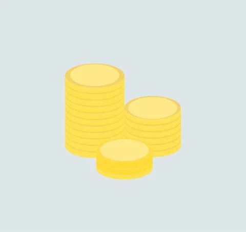 Stack of coins on grey background. Stock Illustration