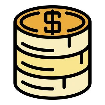 Stack of coins icon color outline vector 스톡 일러스트