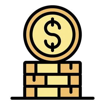 Stack of coins icon color outline vector 스톡 일러스트