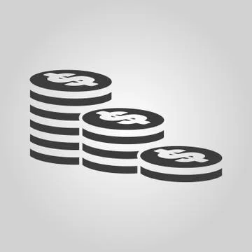 The stack of coins icon. Dollar, money, coin, bank  symbol. Flat Stock Illustration