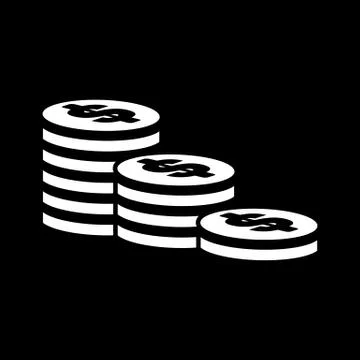 The stack of coins icon. Dollar, money, coin, bank  symbol. Flat Stock Illustration
