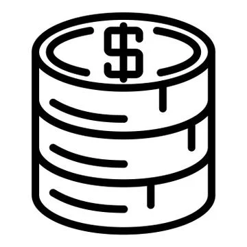 Stack of coins icon, outline style 스톡 일러스트