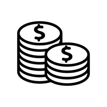 A stack of coins icon vector outline illustration Stock Illustration