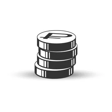 A stack of coins with the image of the ruble symbol Illustrazione stock
