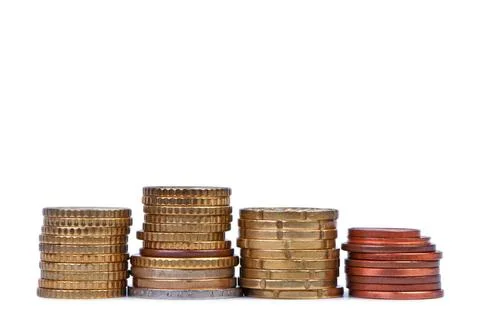 Stack of coins isolate on a white background. Stack of coins isolate on a ... Stock Photos