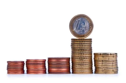 Stack of coins isolate on a white. Stack of coins isolate on a white backg... Stock Photos
