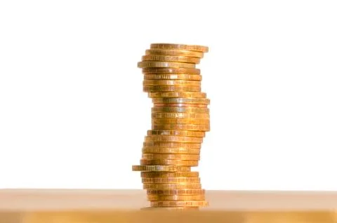 A stack of coins, isolated on white background Stock Photos