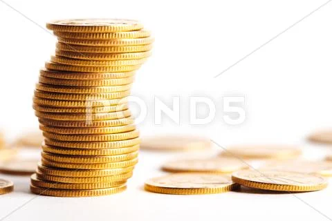 Stack of coins isolated with white background Stock Photos