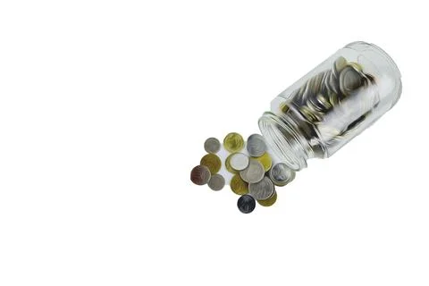 Stack of coins isolated on a white background Stock Photos