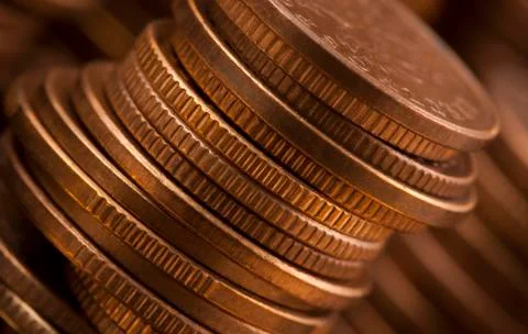 Stack of coins, macro shot Stock Photos