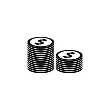 Stack of Coins, Money Solid Flat Vector Icon Isolated on White Background Illustrazione stock