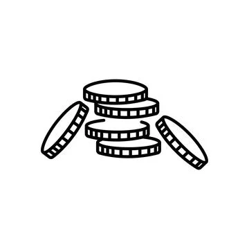 Stack of coins or casino chips line art icon for games and apps Stock Illustration
