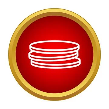 Stack of coins outline on red circle icon Stock Illustration