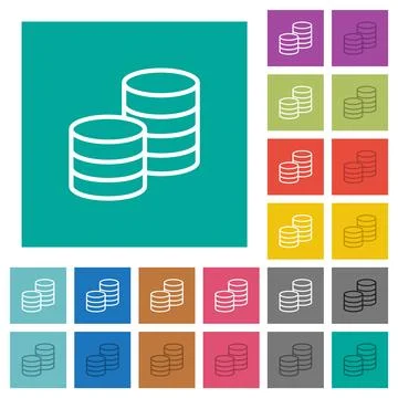Stack of coins outline square flat multi colored icons Stock Illustration