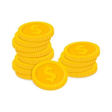 Stack of coins. Pile of gold coins. Golden penny cash pile, treasure heap. Ve Stock Illustration