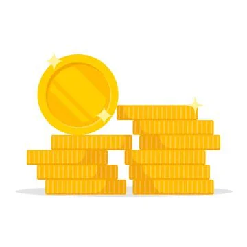 Stack of coins. Pile of gold coins. Golden penny cash pile, treasure heap. Ve Stock Illustration