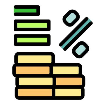 Stack of coins representing increasing profit percentage with progress bars Stock Illustration
