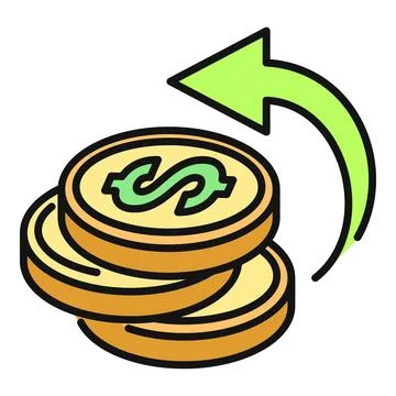 Stack of coins with return arrow showing cashback イラスト素材