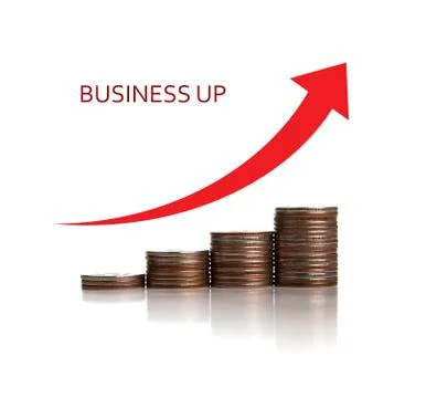 Stack of coins in a row and chart 스톡 일러스트