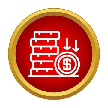 Stack of coins showing decreasing dollar value Stock Illustration