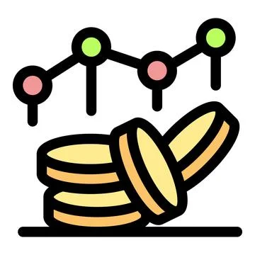 Stack of coins showing increasing profit graph representing financial success Stock Illustration