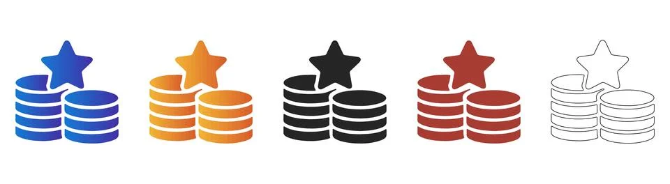 Stack of coins with star icon for loyalty rewards program Ilustração Stock