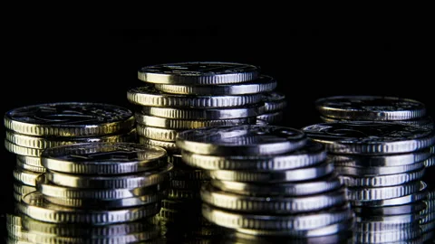 Stack of coins, stop motion animation Stock Footage 167321824
