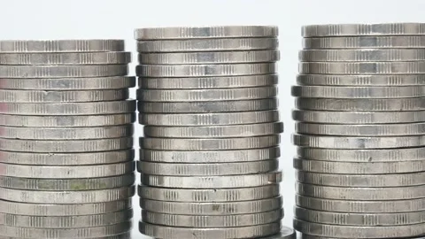 Stack coins on white background. Stock Footage 228846684