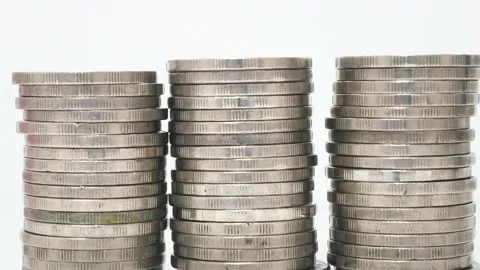 Stack coins on white background. Stock Footage 228846712