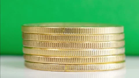 Stack coins on white background. Stock Footage 230001604
